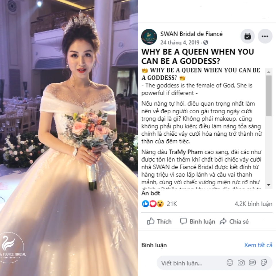 Cô dâu Trà My - Hot Bridal 2019 với chiếc váy độc bản và wedding video “Triệu Vì Sao” sở hữu lượt view, like, share, comment “khủng” - chính là nạn nhân của vấn nạn đạo nhái